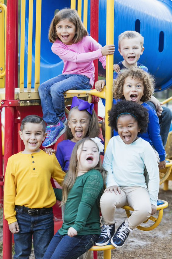 A group of children on a playground.